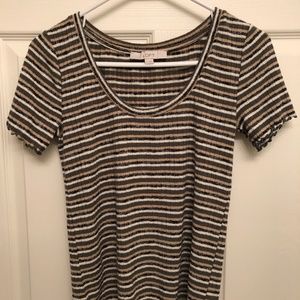 LOFT Striped Ribbed Ruffle Baby Tee - Small